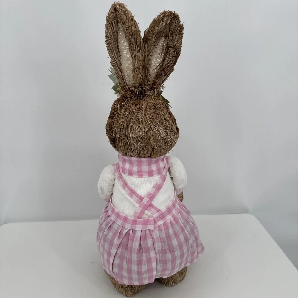 Vintage Pier 1 Sisal Straw Easter Bunny Set Of‎ 2 Dad (new) & Mom Spring Whimsy